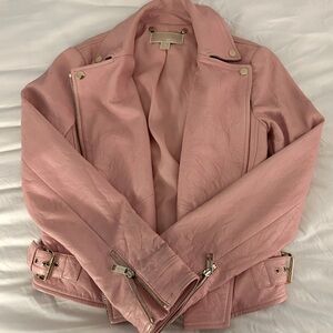 Michael Kors Pink Leather Crinkle Jacket
